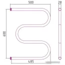 Полотенцесушитель Стилье М-образный 600х500 резьба-сгон 1" 00004-6050