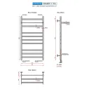 Полотенцесушитель водяной Ростела Квадро V 30+ 500x1000/11 1/2" нижнее подключение