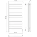 Полотенцесушитель электрический TERMINUS Аврора 500x1050/10 1/2" с quick touch