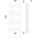 Полотенцесушитель водяной TERMINUS Аврора 500x1000/20 1/2" белый, нижнее подключение