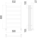 Полотенцесушитель водяной TERMINUS Аврора 500x600/6 1/2" матовое золото, нижнее подключение