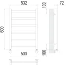 Полотенцесушитель водяной TERMINUS Аврора 500x600/6 1/2" оружейная сталь, нижнее подключение