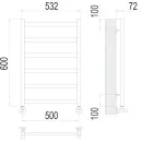Полотенцесушитель водяной TERMINUS Аврора 500x600/6 1/2" сатин, нижнее подключение