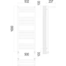 Полотенцесушитель водяной TERMINUS Аврора 500x1000/20 1/2"  с полкой, нижнее подключение