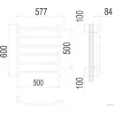 Полотенцесушитель водяной TERMINUS Классик 500x600/6 1" сатин, боковое подключение