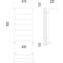 Полотенцесушитель водяной TERMINUS Контур 400x800/7 1/2" с полкой, нижнее подключение