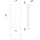 Полотенцесушитель водяной TERMINUS Контур 400x1000/9 1/2" с полкой, нижнее подключение