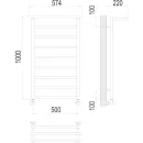 Полотенцесушитель водяной TERMINUS Контур 500x1000/9 1/2" с полкой, нижнее подключение