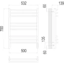 Полотенцесушитель электрический TERMINUS Прато 500х700/9 с sensor quick touch